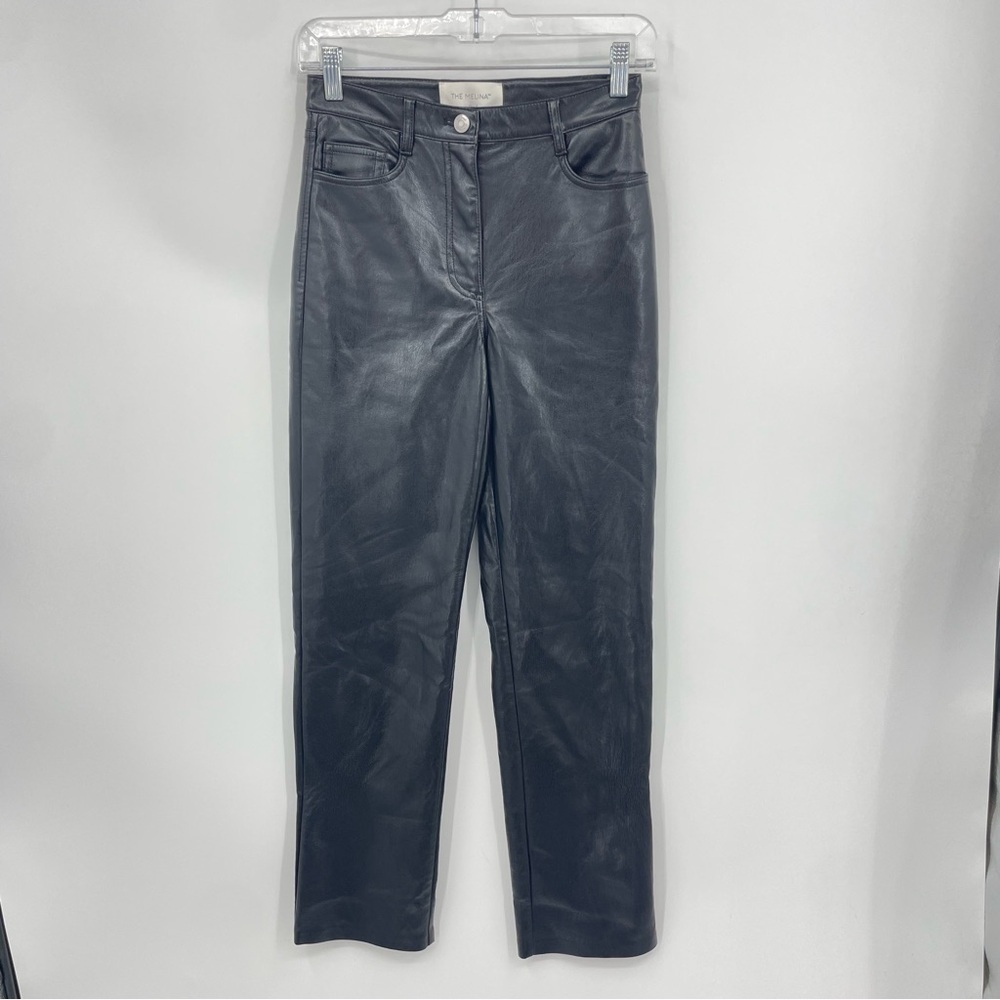 Wilfred Melina Black Pants | Faux Leather straight leg | 0‎